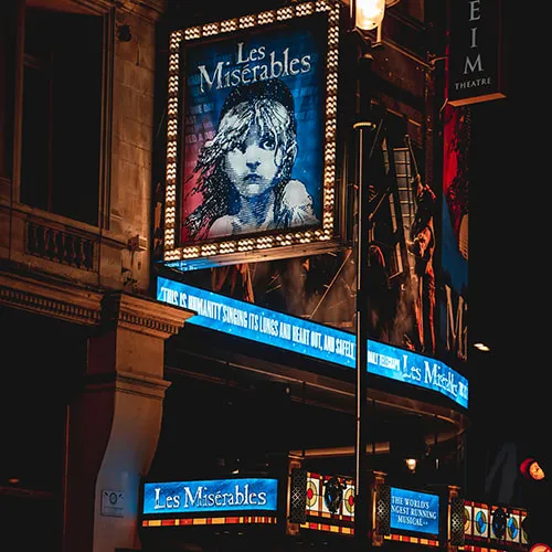 A photo of Les Miserables in theatre in London
