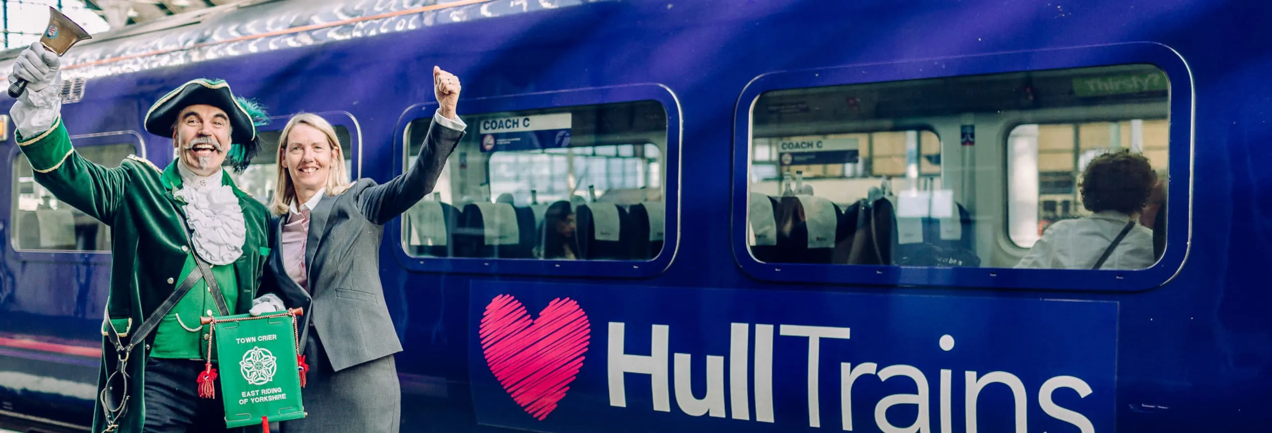 Hull Trains MD Louise Cheeseman and town crier