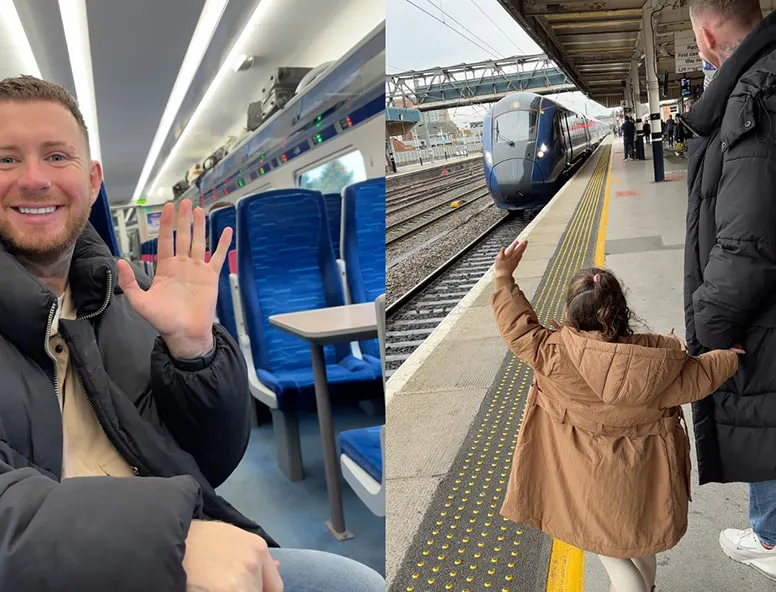 Adoptive parents Andy and Luke travel to Doncaster for the day