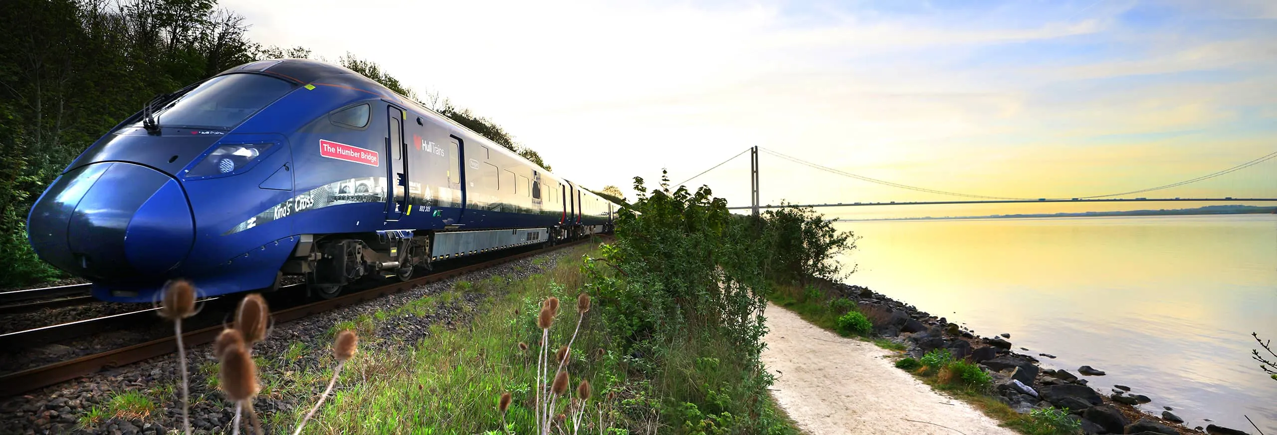 Hull Trains and a Humber Bridge sunset