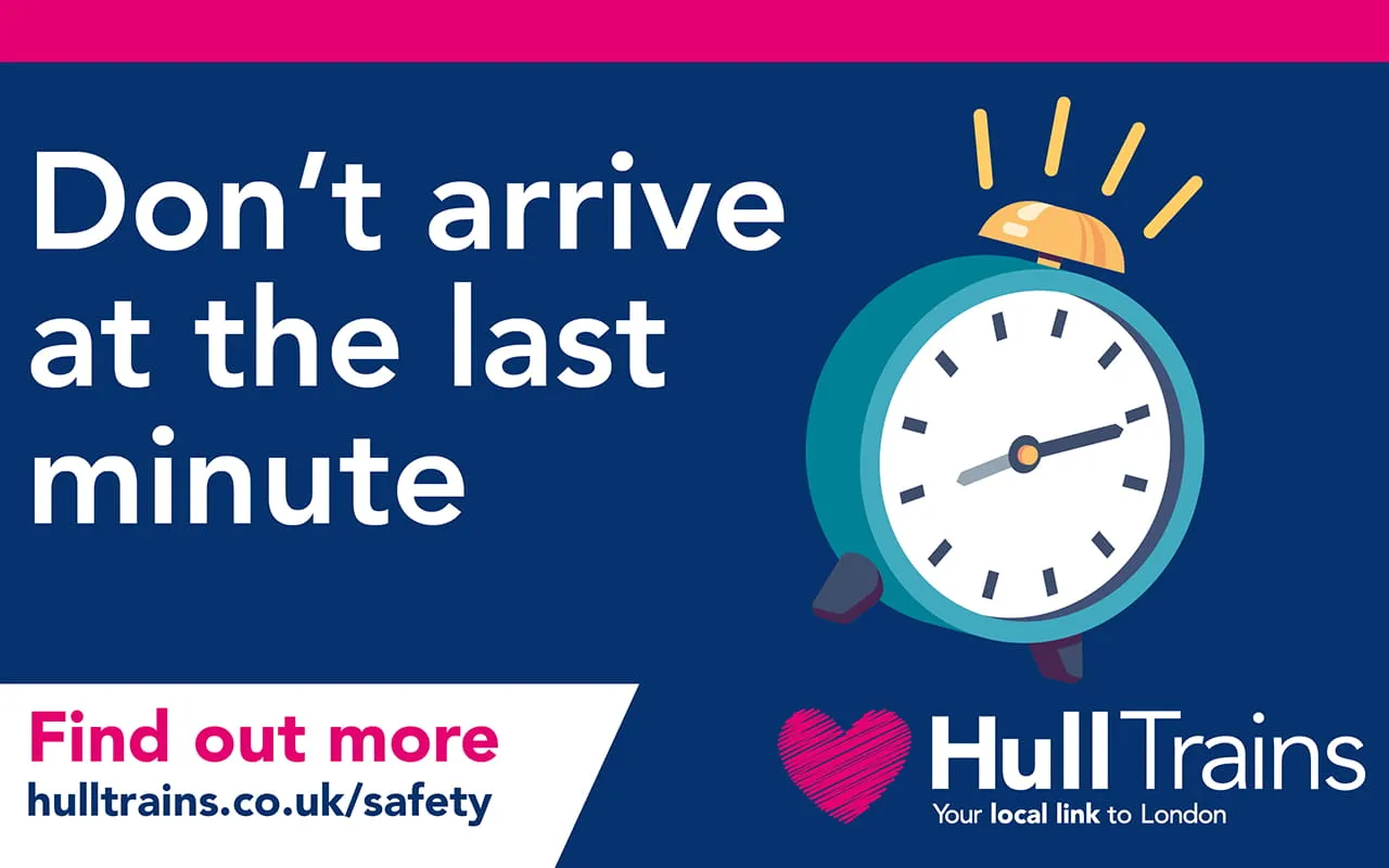 Safety graphic about being on time for your journey