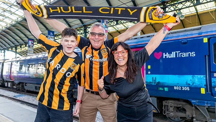 A group of Hull City supporters on the platform
